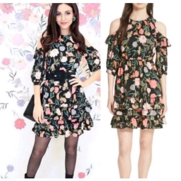 Kate spade New York blossom cold shoulder floral multicolor mini dress Sz 4